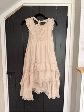 Joyfolie - Mia Joy cream Lace Halter Ruffled Dress